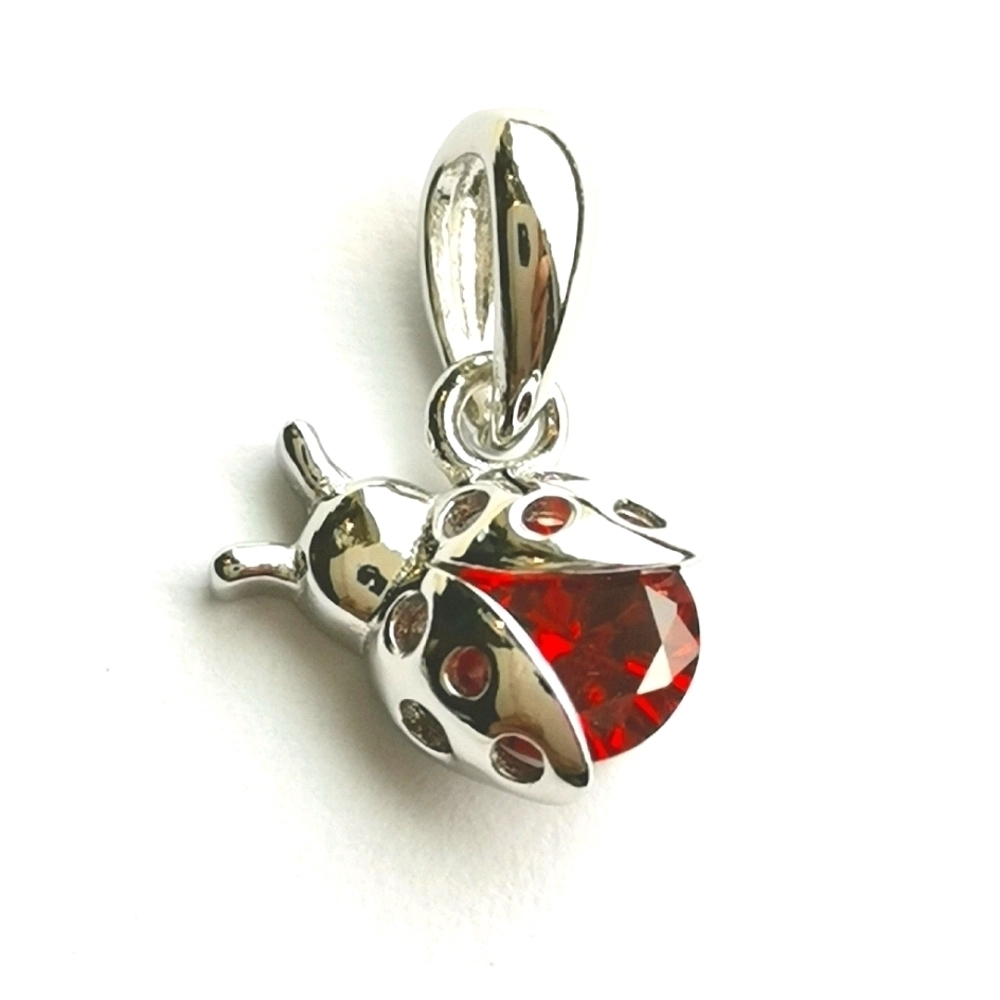 NWT LadyBug charm pendant Sterling Silver CZ